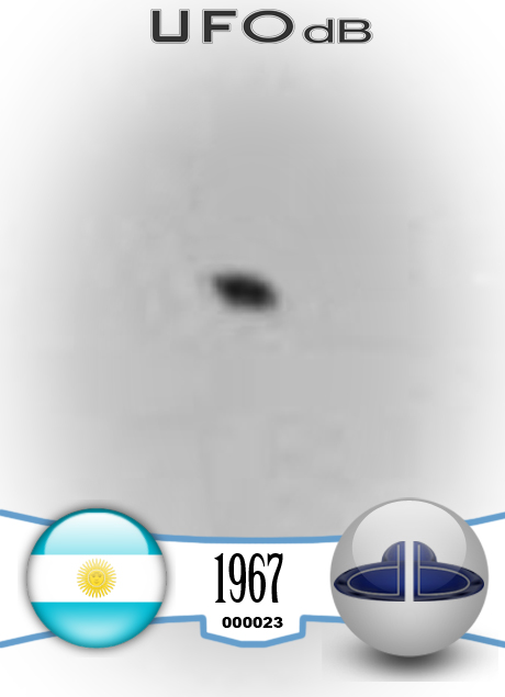 UFO picture taken over an airport somewhere in Argentina in 1967 UFO CARD Number 23